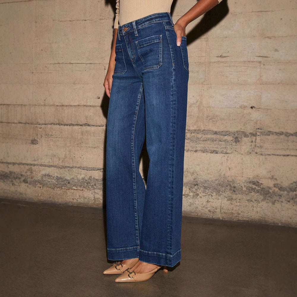 Carlota™ | Jeans de Cintura Alta Pierna Ancha