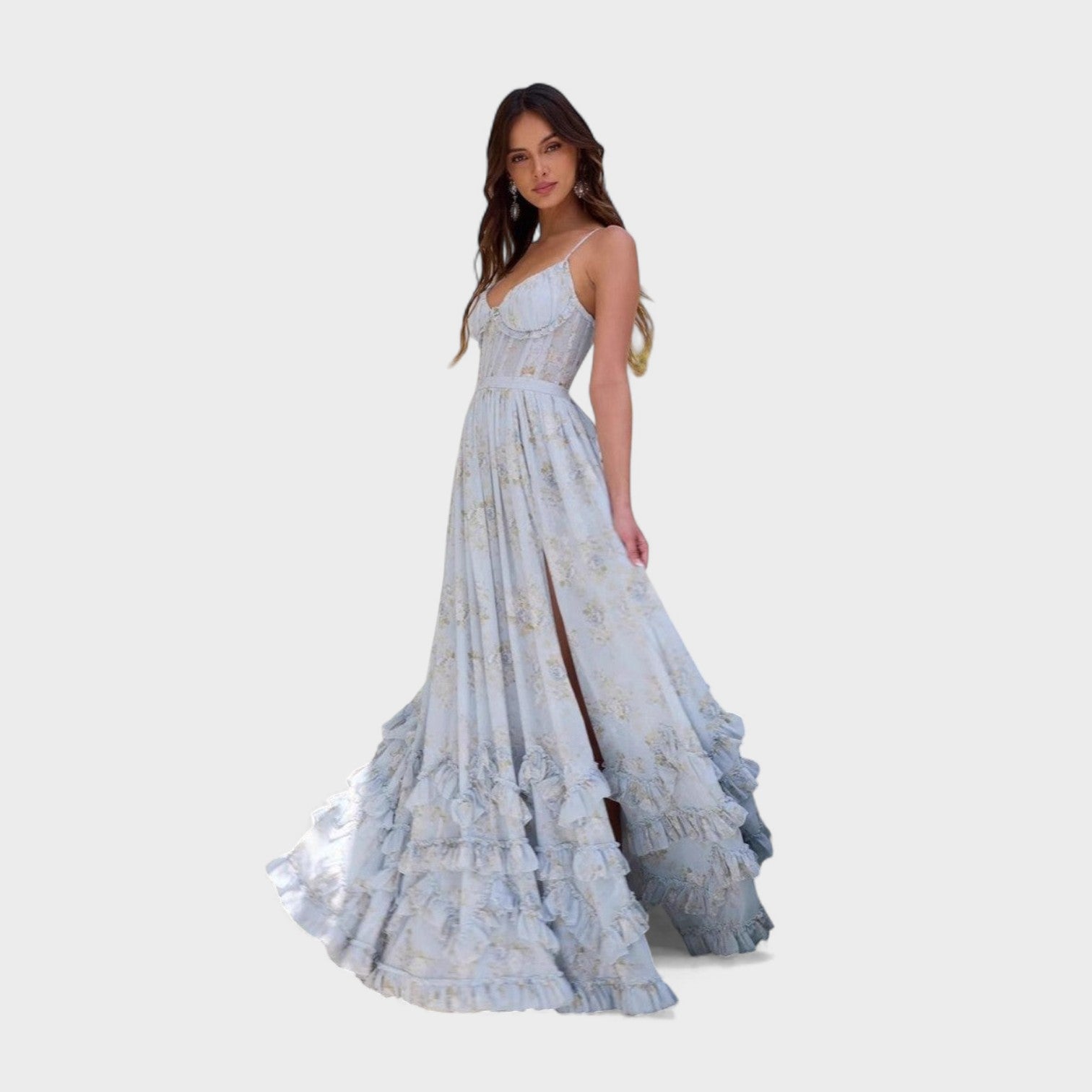 Florencia™ | Vestido largo bohemio con abertura y volantes.