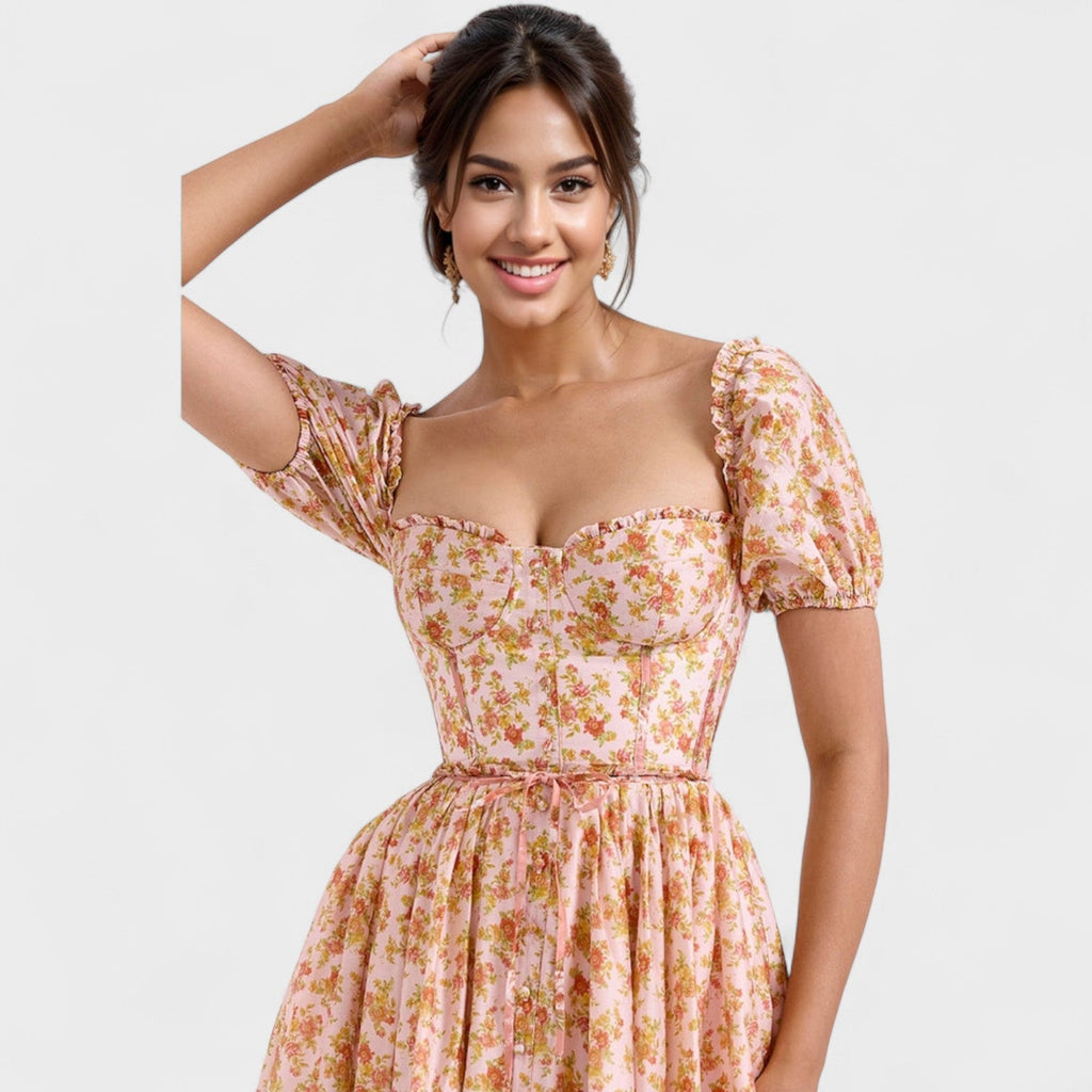 Vestido Valentina Floral Coral