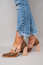 Selveta™ | Sandalias de ante con estampado de leopardo y tacón estable