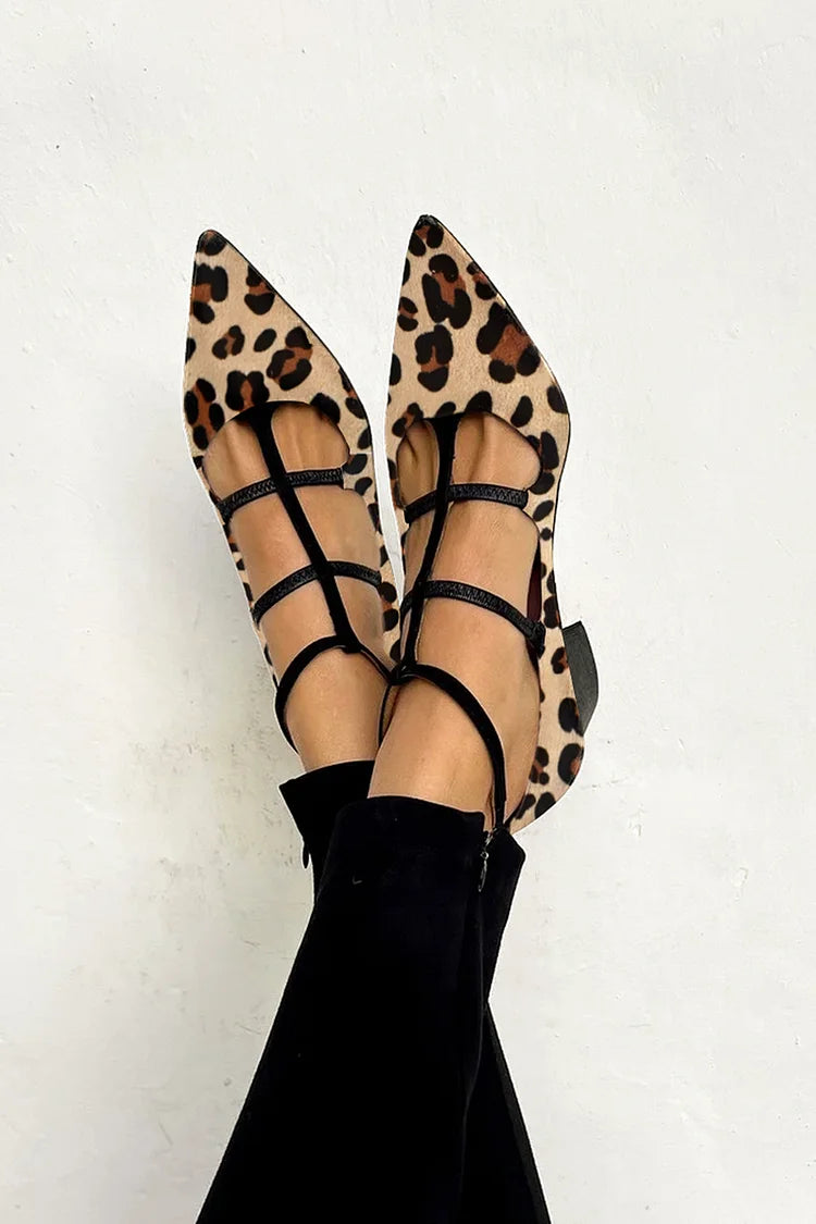 Ludovica™ | Bailarinas con estampado animal y tiras delicadas