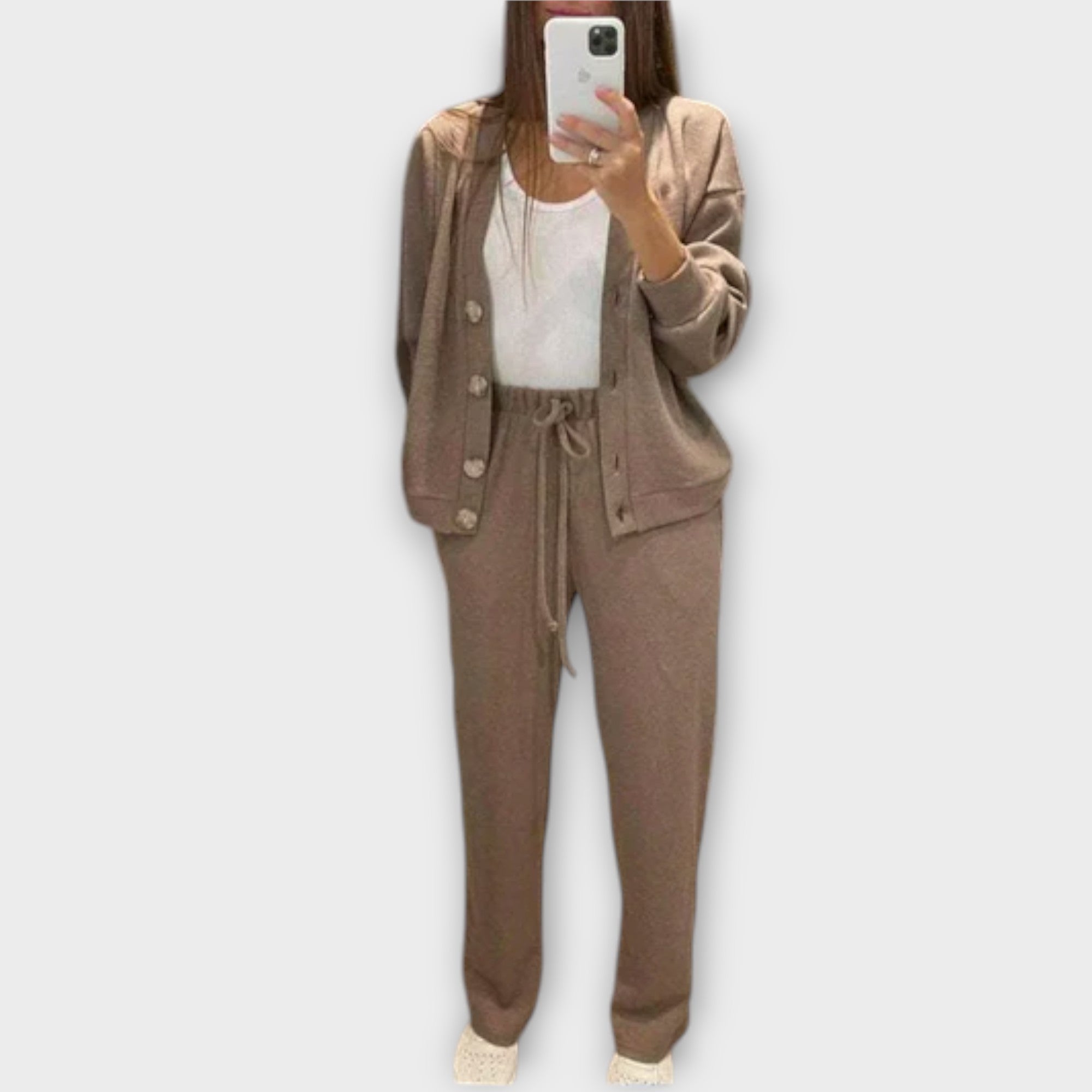 Chantal™ | Conjunto de chaqueta de punto y pantalones