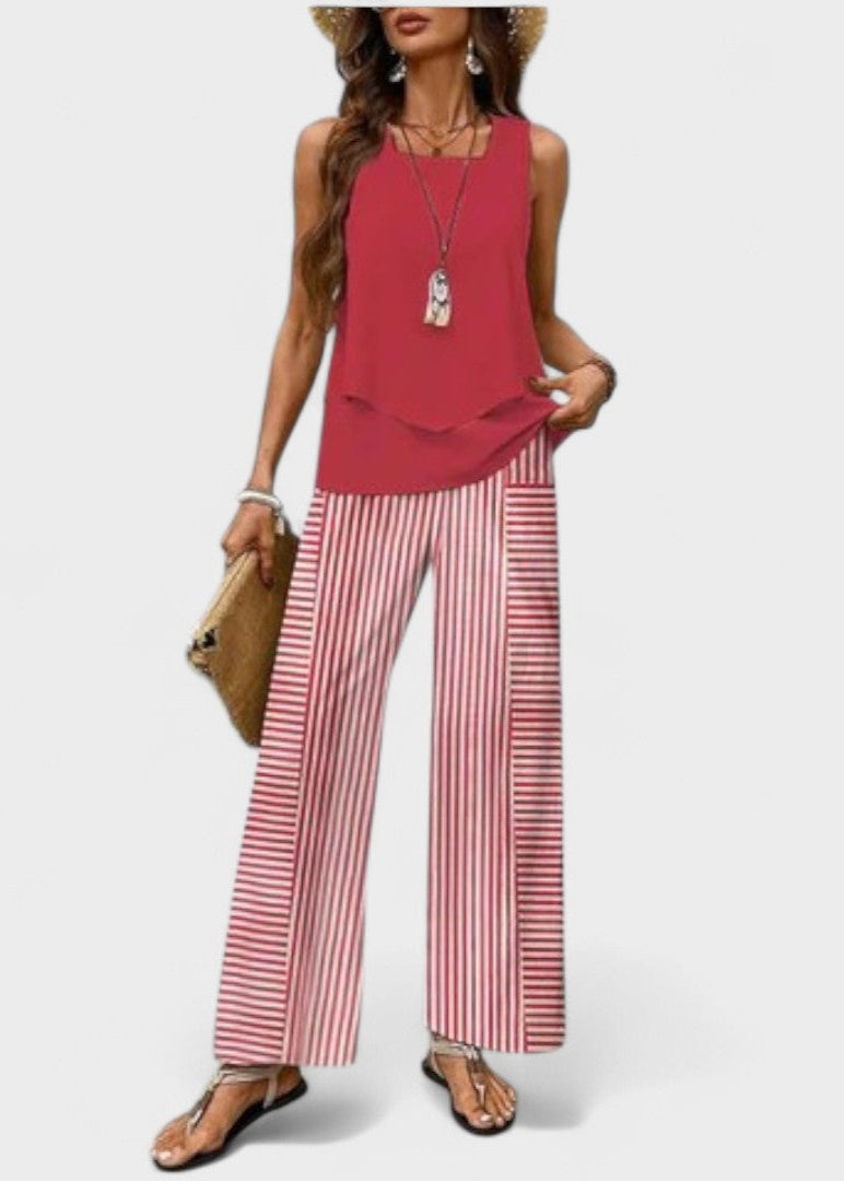 Isis™ | Conjunto de Dos Piezas con Top Sin Mangas y Pantalones de Corte Recto