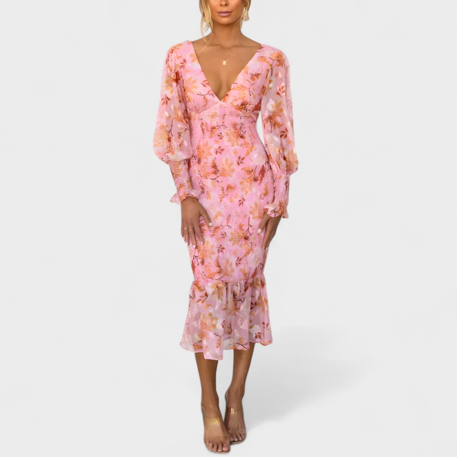 Valeria™ | Vestido Midi en Chiffon Floral