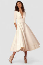 Laura™ | Vestido Midi Femenino Con Corte En A, Escote En V