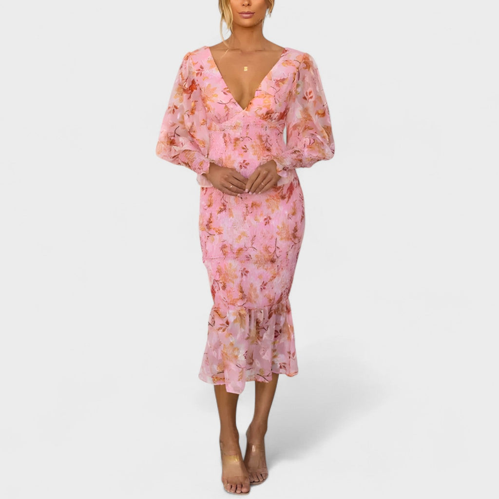 Valeria™ | Vestido Midi en Chiffon Floral