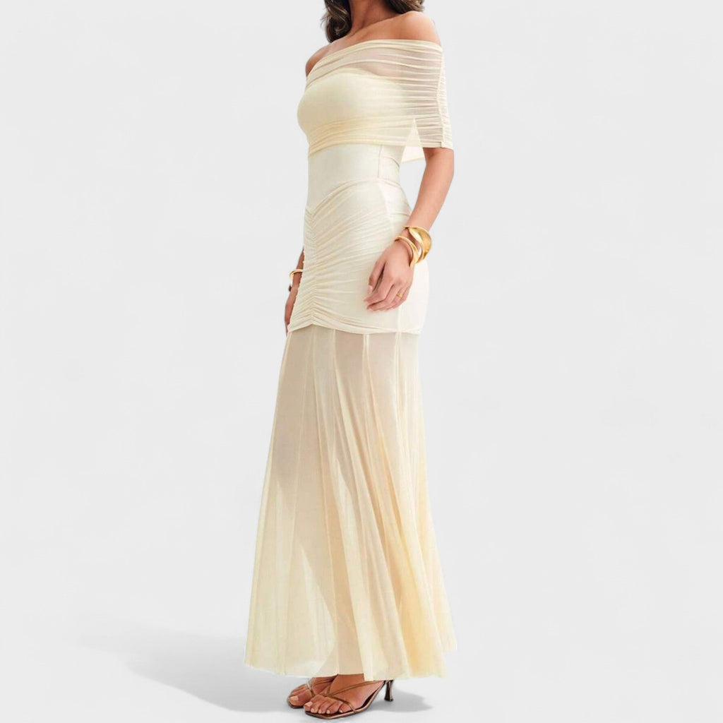 Vitoria™ | Vestido largo de punto con hombros descubiertos