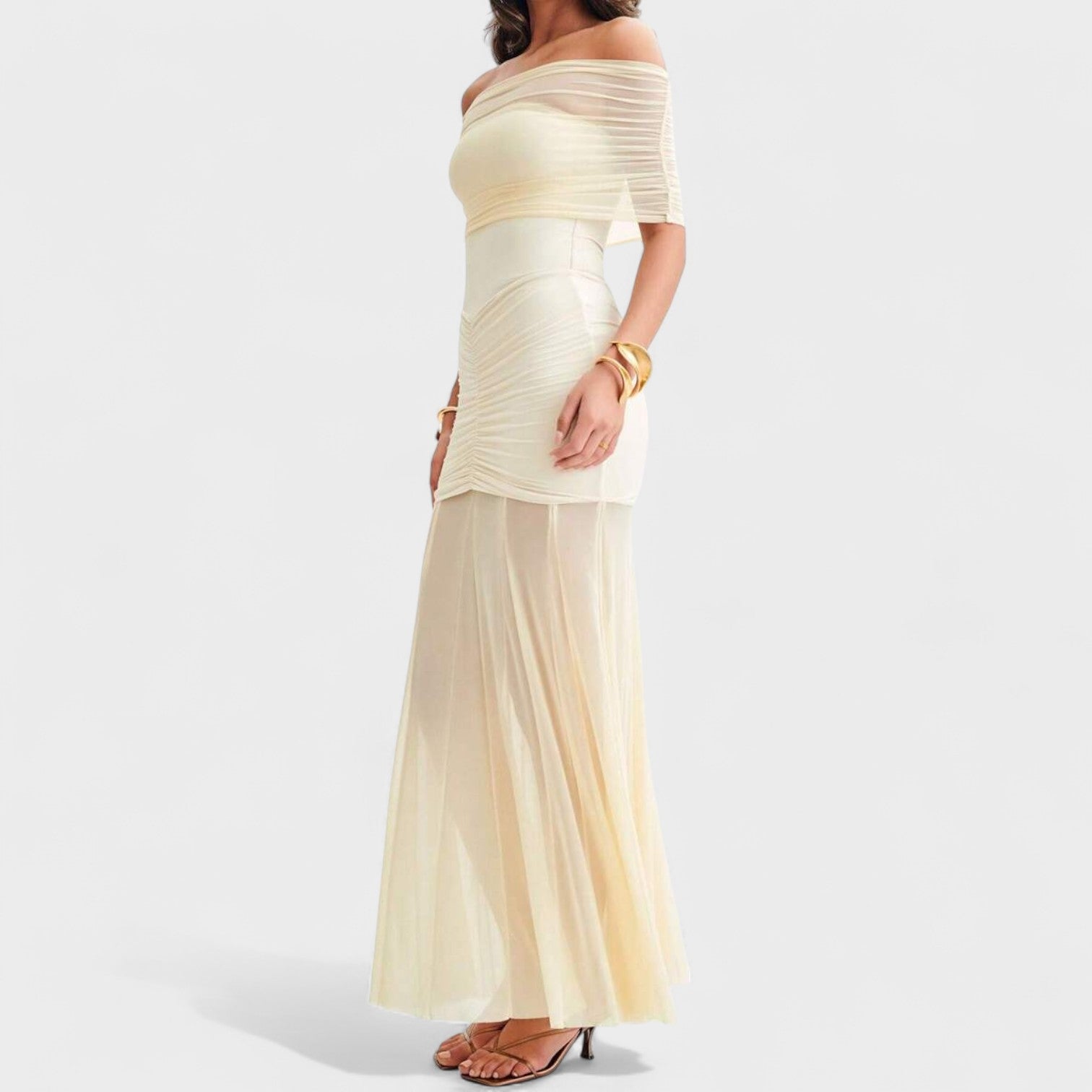 Vitoria™ | Vestido largo de punto con hombros descubiertos