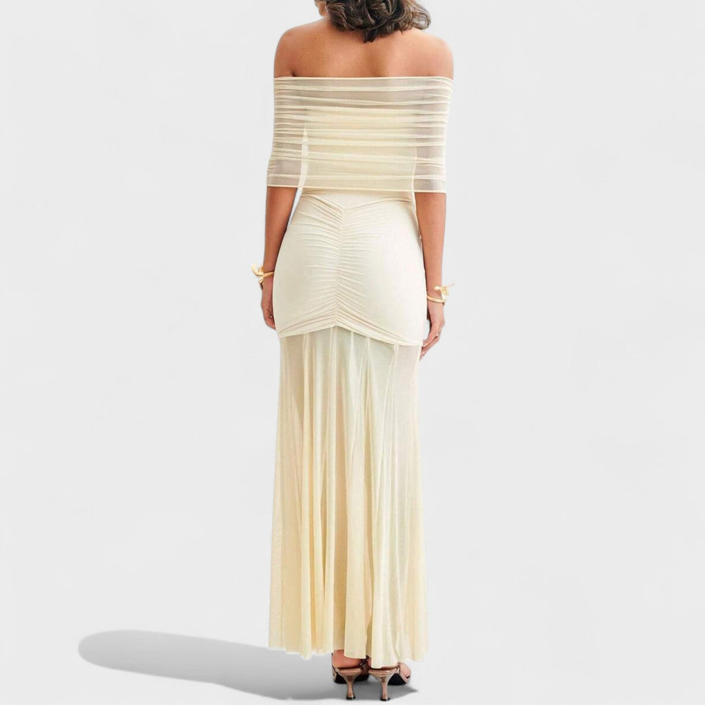 Vitoria™ | Vestido largo de punto con hombros descubiertos