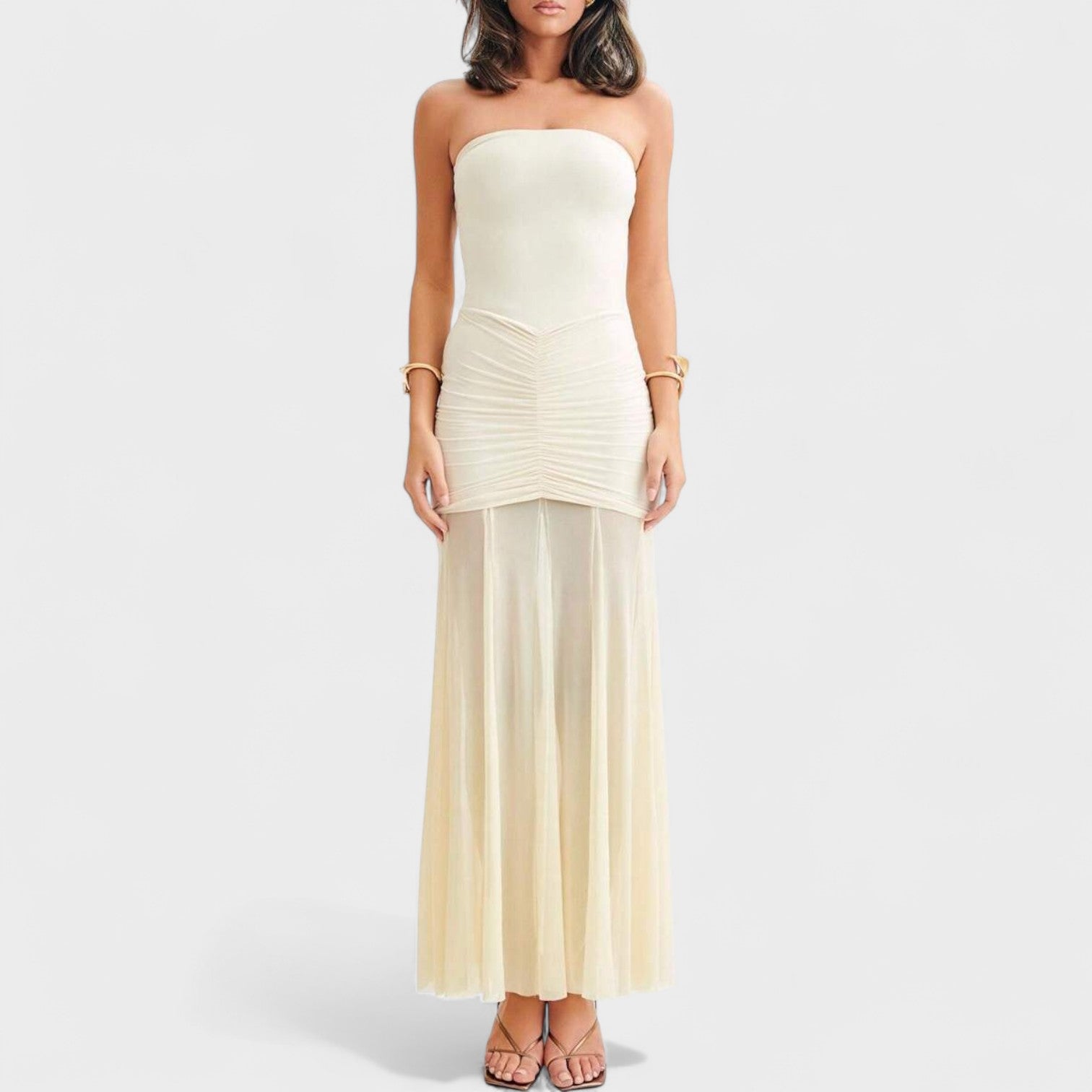 Vitoria™ | Vestido largo de punto con hombros descubiertos