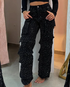 LÍVIA™ | Jeans Cargo con Pedrería Femenino