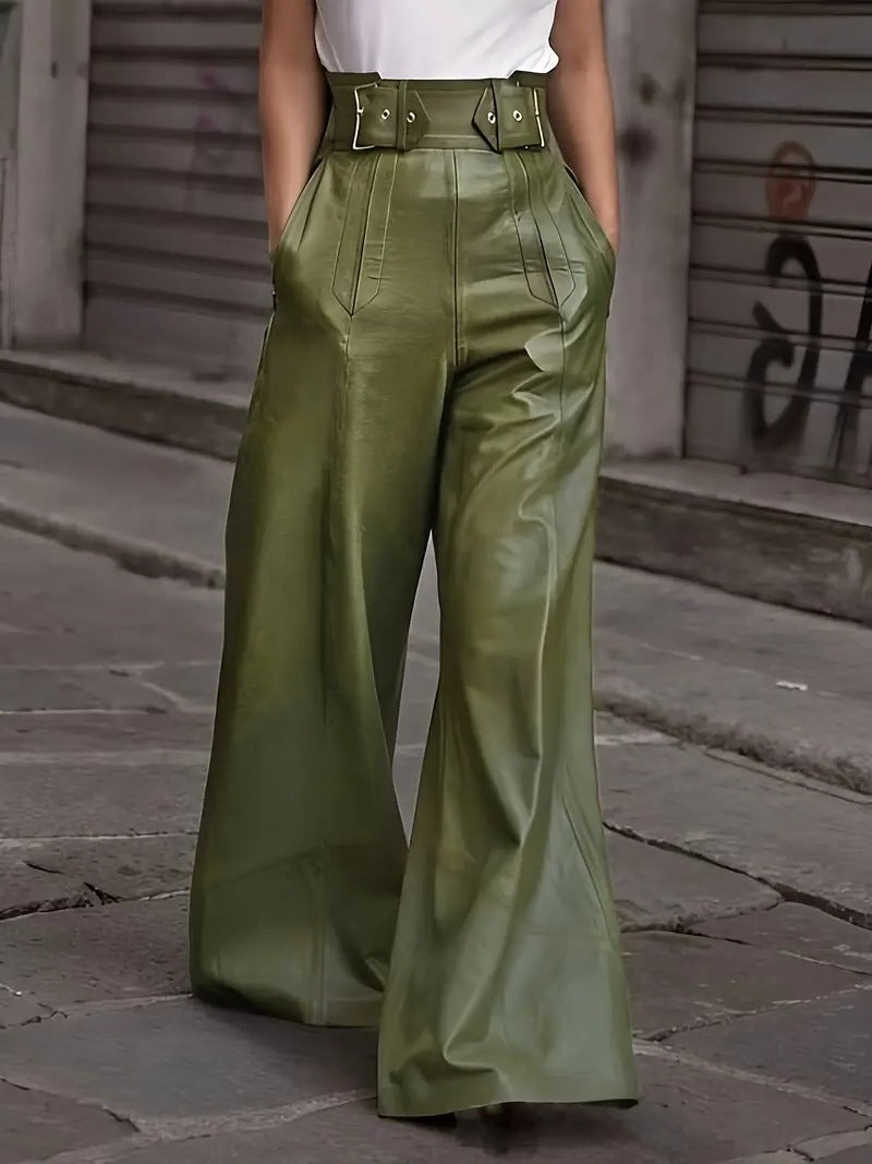 Helena™ | Pantalones de Campana de Piel