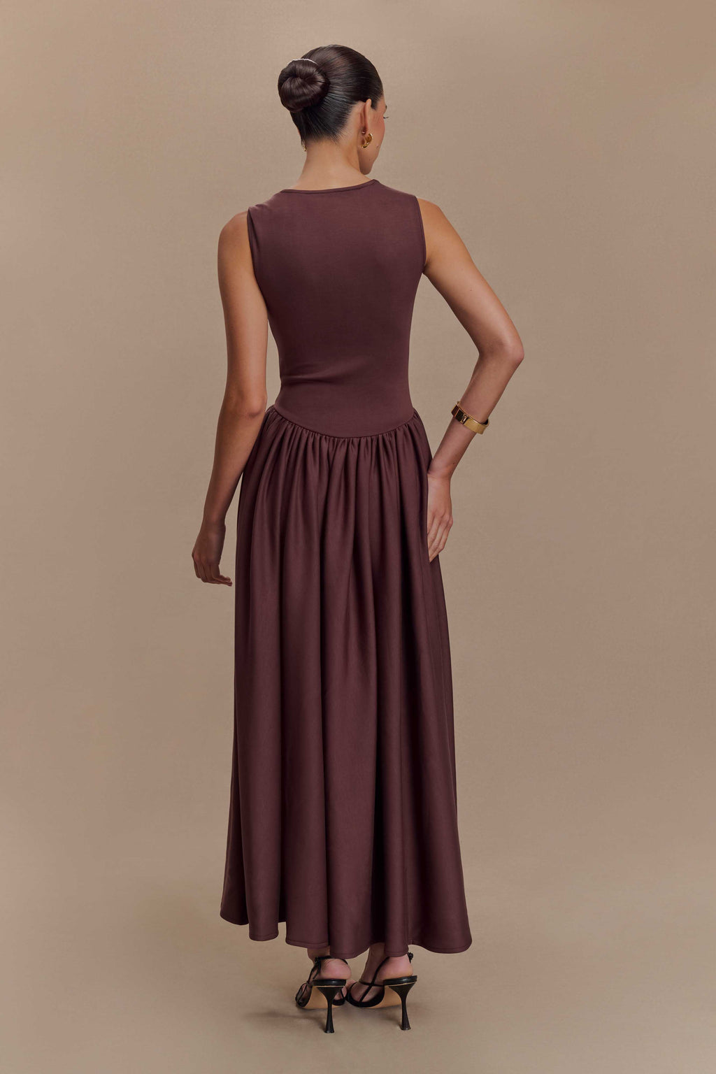 Sharon™ | Vestido midi de punto espagueti - Marrón cacao