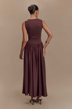 Sharon™ | Vestido midi de punto espagueti - Marrón cacao