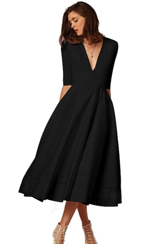 Laura™ | Vestido Midi Femenino Con Corte En A, Escote En V