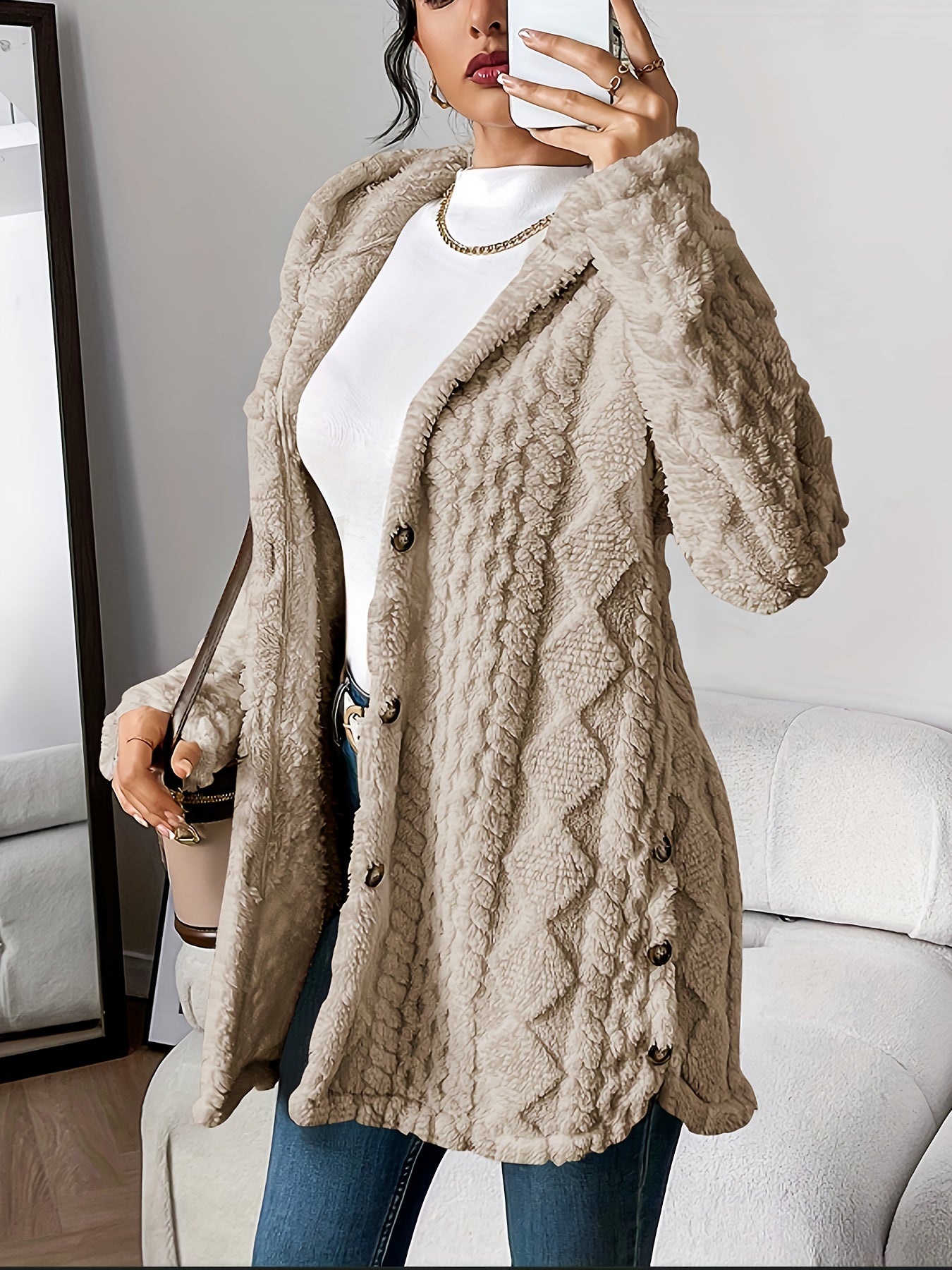 Sarahi™ | Abrigo con capucha de felpa