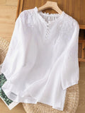 Kissina™ | Blusa de Algodón y Lino Bordada
