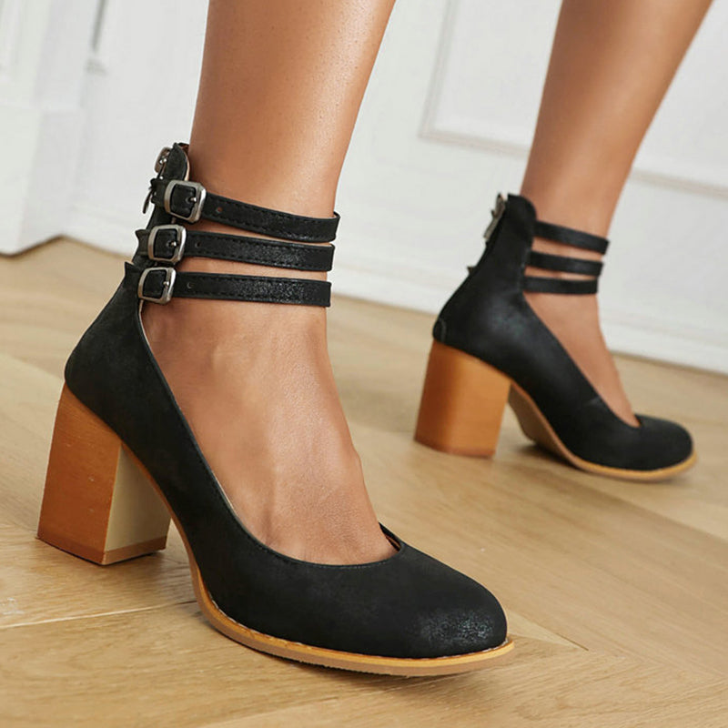 Casilda™ | Sandalias lisas con tira en el tobillo y suela gruesa