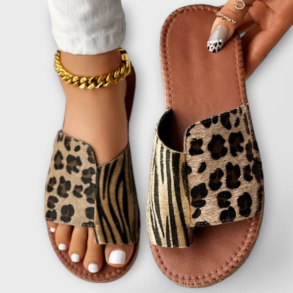 Tareyja™ | Sandalias bicolores con estampado de leopardo