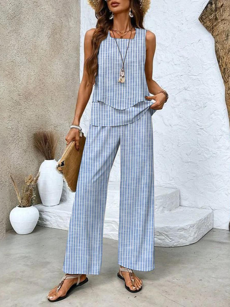 Isis™ | Conjunto de Dos Piezas con Top Sin Mangas y Pantalones de Corte Recto