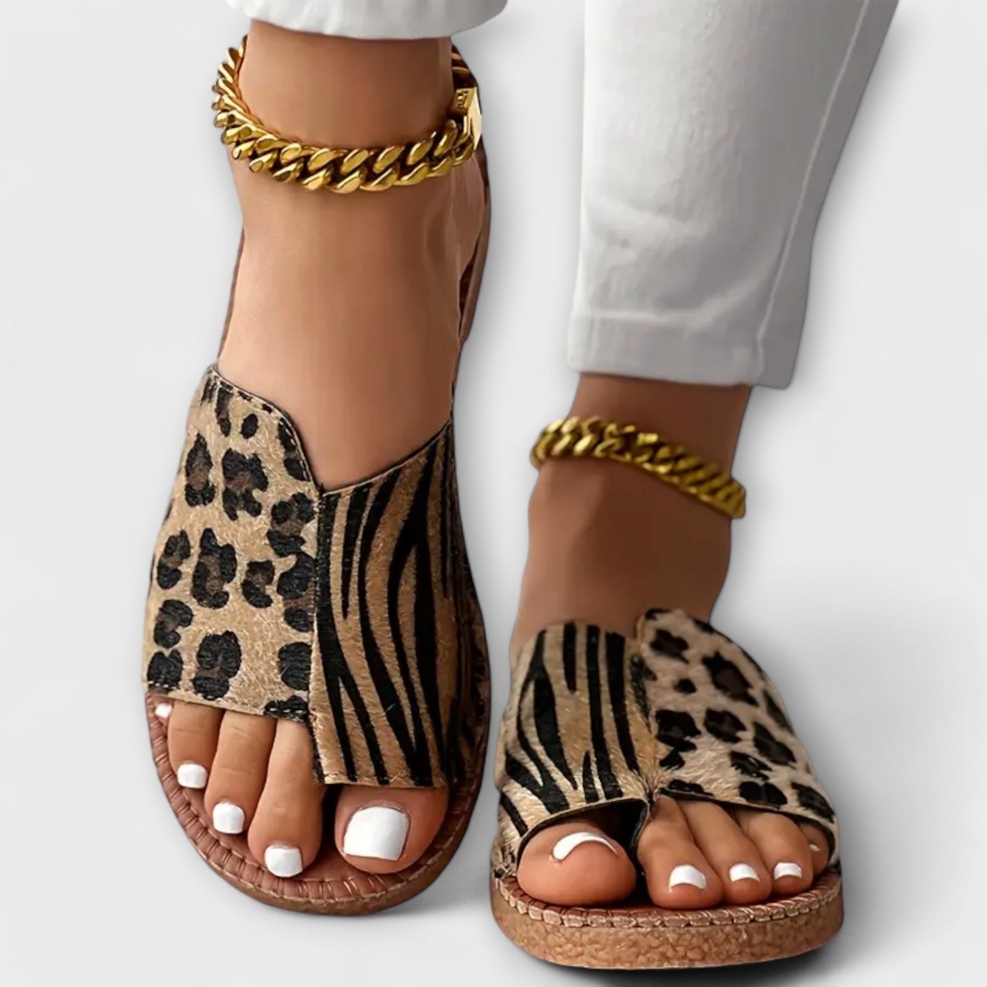 Tareyja™ | Sandalias bicolores con estampado de leopardo