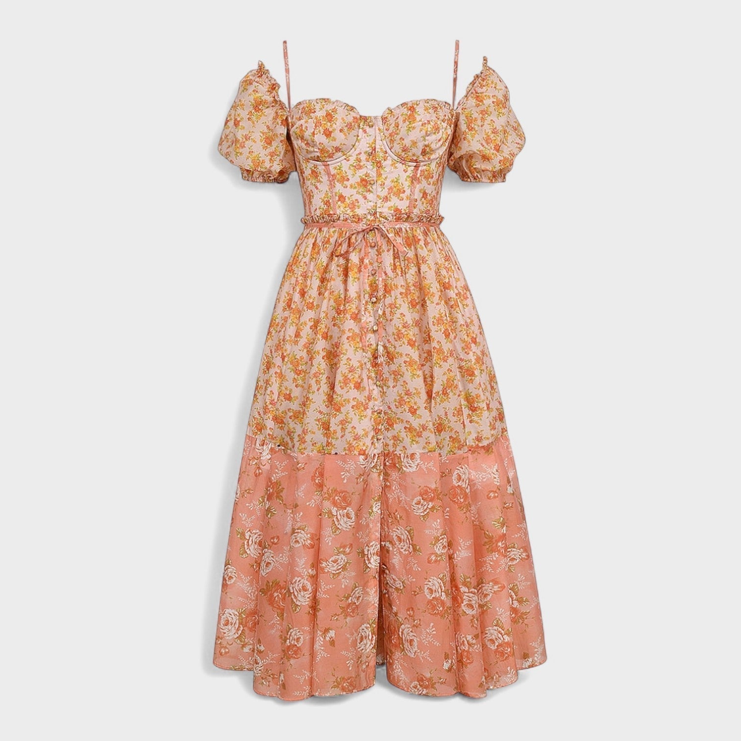 Vestido Valentina Floral Coral