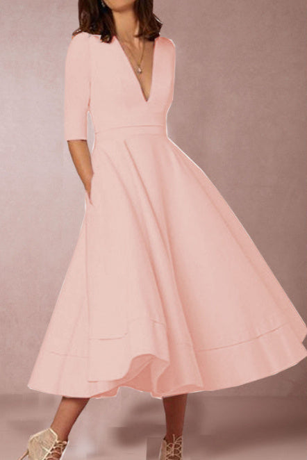 Laura™ | Vestido Midi Femenino Con Corte En A, Escote En V
