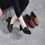 Olene™ | Zapatos de Tacón en Piel Vegana con Bordado Suave