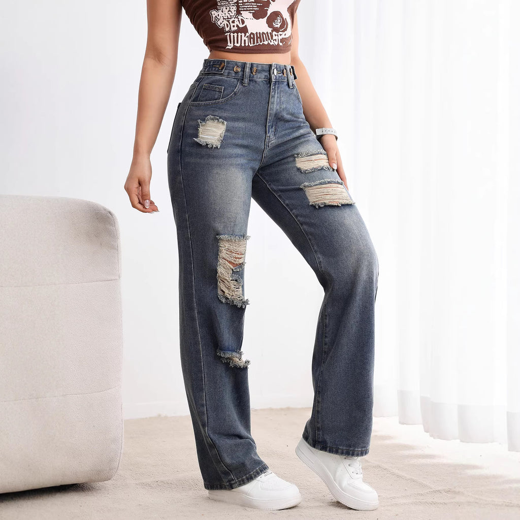 Maria™ | Jeans Rasgados Cintura Alta