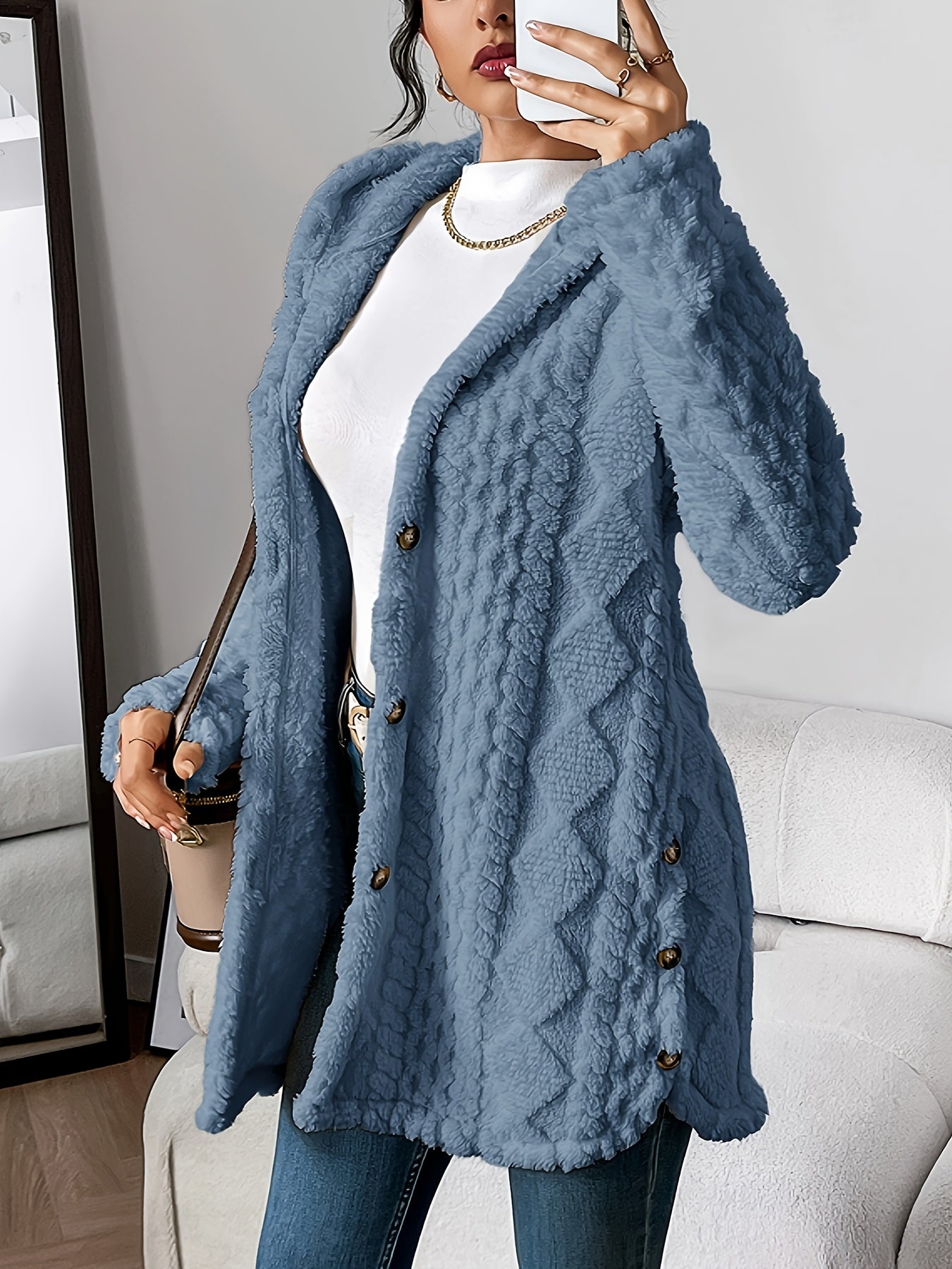 Sarahi™ | Abrigo con capucha de felpa