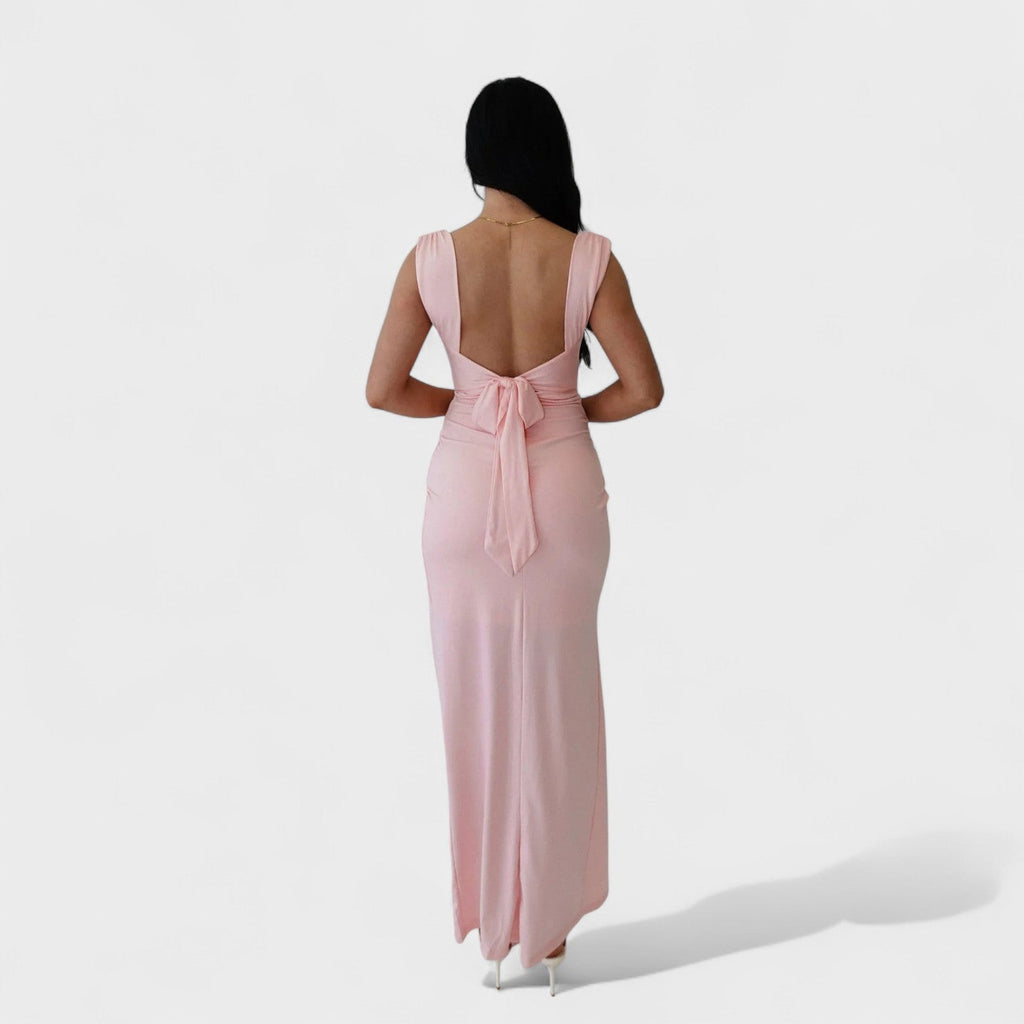Sarella™ | Vestido largo con espalda descubierta y lazo