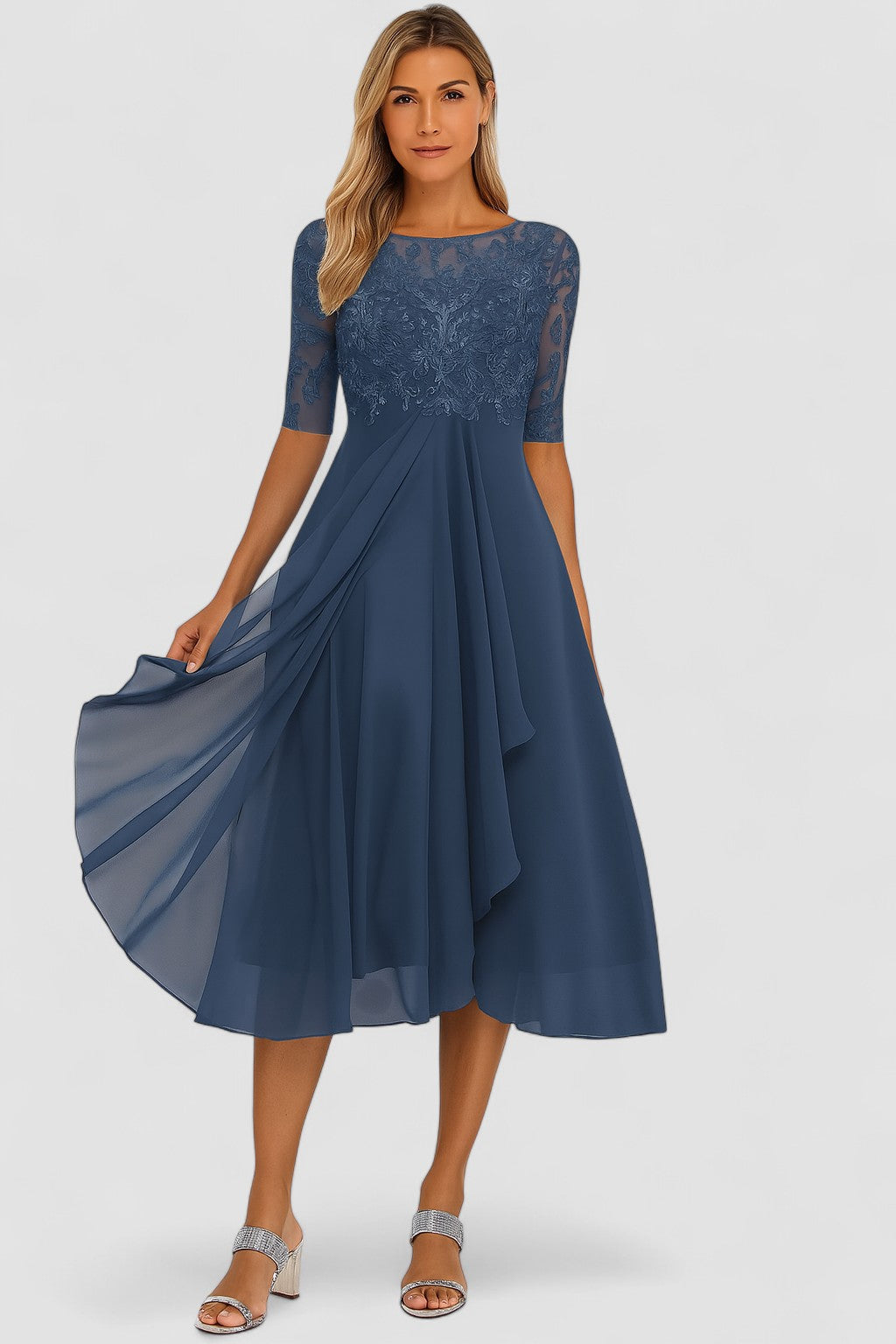 Aura™ | Vestido de Fiesta con Encaje y Chiffon