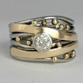 Anillo Aurora Elegante Con Zirconias Oro Antiguo - Brillo