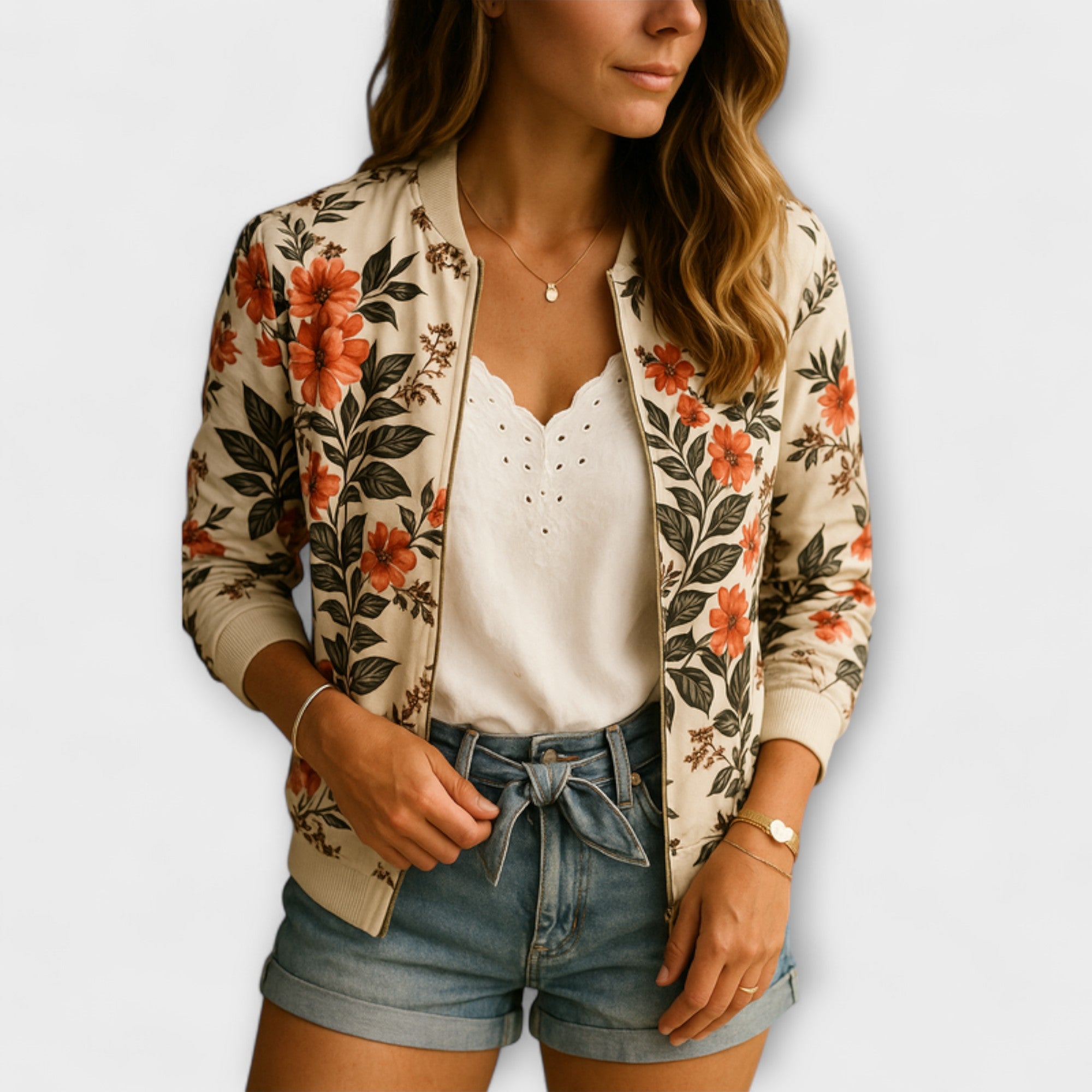 Andreia - Chaqueta bomber elegante con estampado floral