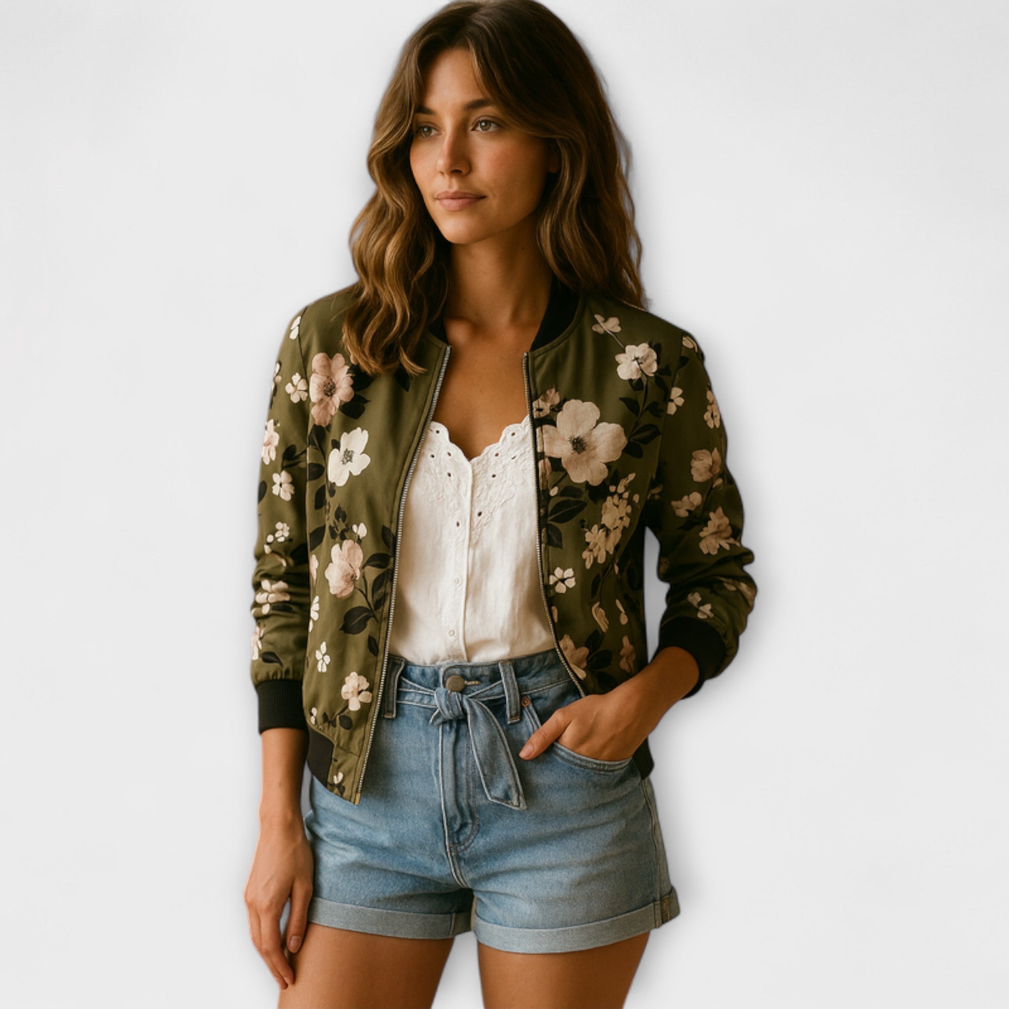 Andreia - Chaqueta bomber elegante con estampado floral