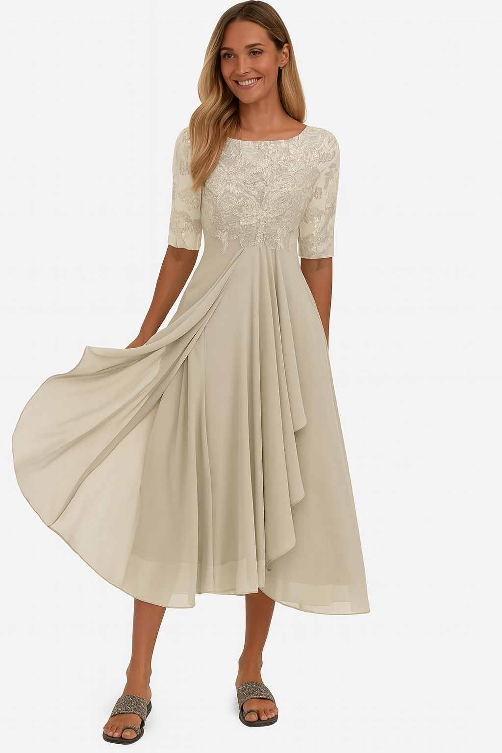 Aura™ | Vestido de Fiesta con Encaje y Chiffon