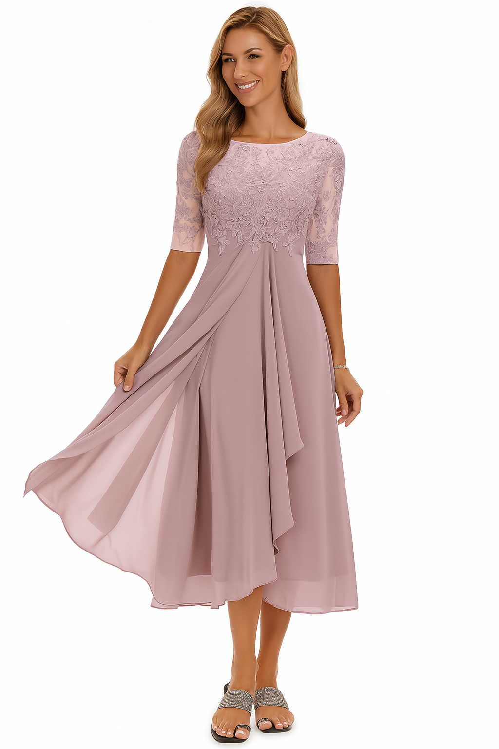 Aura™ | Vestido de Fiesta con Encaje y Chiffon