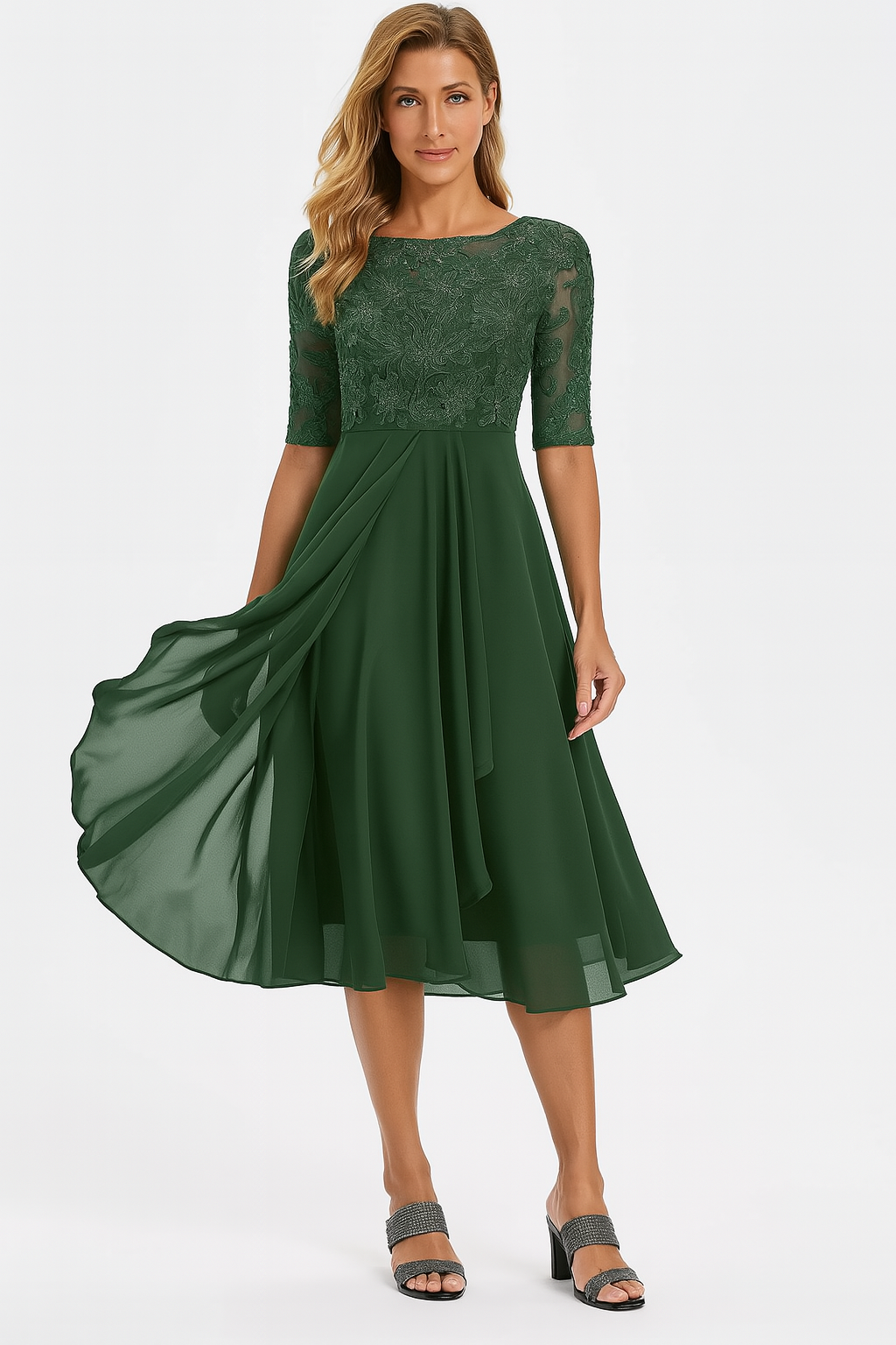 Aura™ | Vestido de Fiesta con Encaje y Chiffon