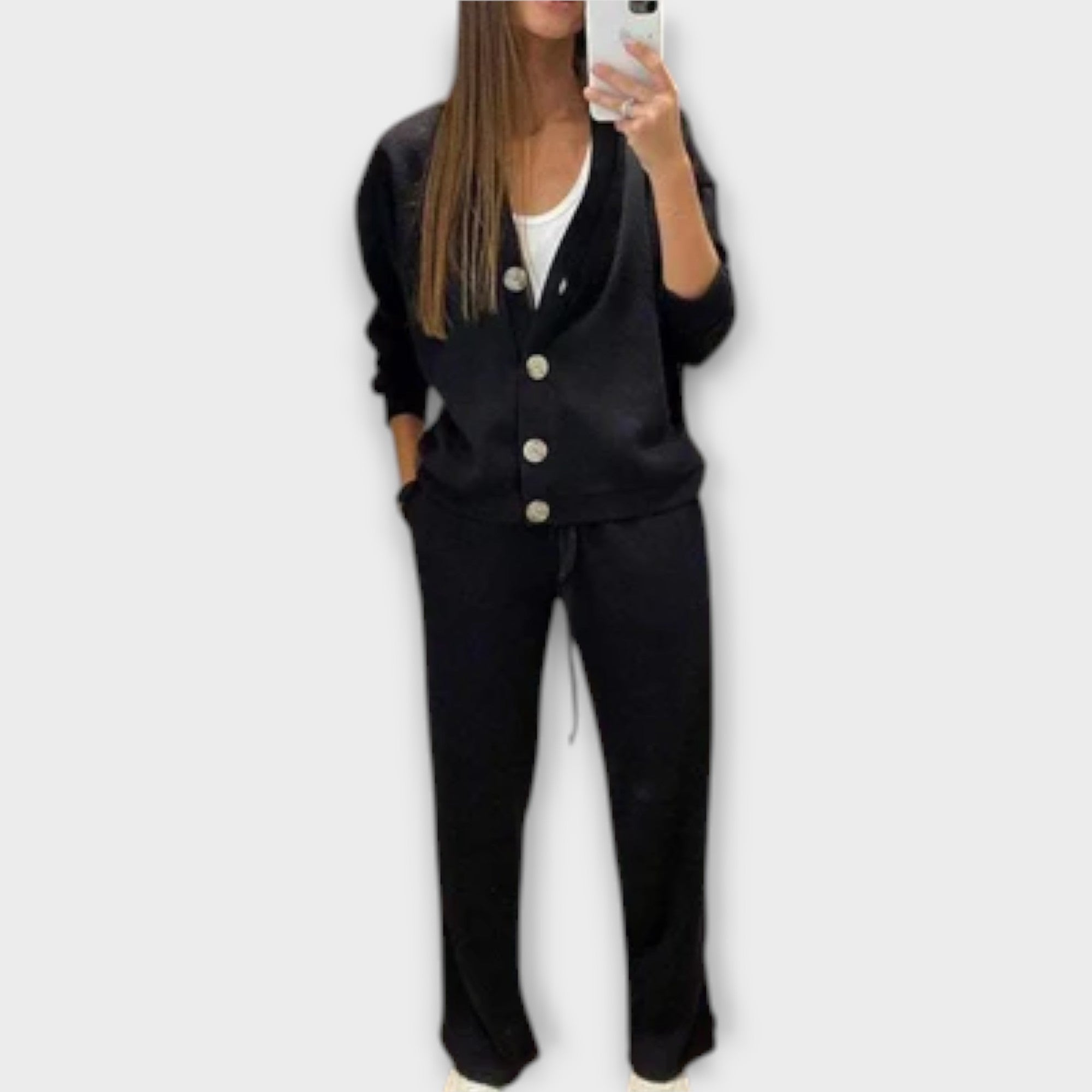 Chantal™ | Conjunto de chaqueta de punto y pantalones