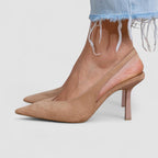 Marlena™ | Zapatos de tacón tipo slingback nude con un tacón fino