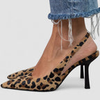 Liorina™ | Tacones kaki con estampado de leopardo y punta afilada