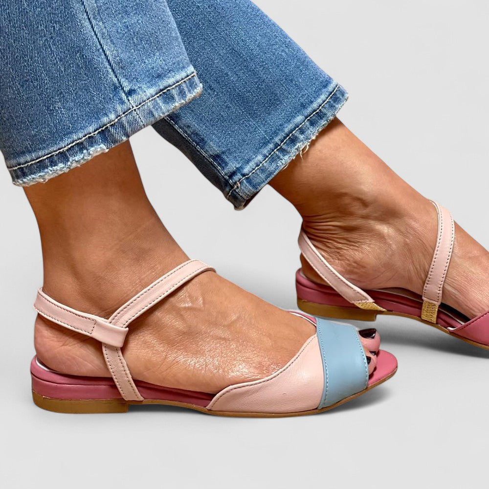 Roselina™ | Sandalias rosas asimétricas en estilo color-block