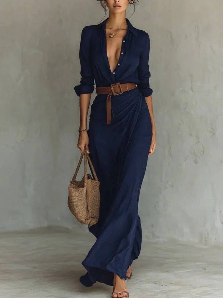 Lurdes™ | Vestido Maxi Cruzado Con Cinturón