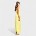 Flossie™ | Vestido maxi amarillo con lazo lateral