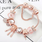 BrilloNoble Pulsera Copo de Nieve Rosas - Colgante Plata