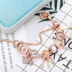 BrilloNoble Pulsera Copo de Nieve Rosas - Colgante Plata