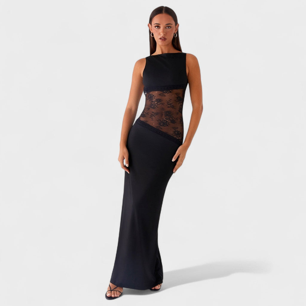 Lucinda™ | Vestido largo de encaje negro