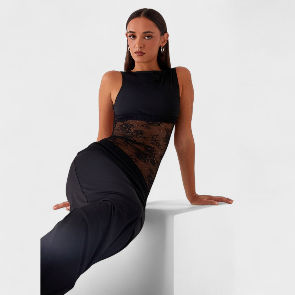 Lucinda™ | Vestido largo de encaje negro