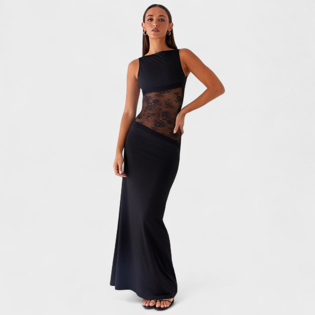 Lucinda™ | Vestido largo de encaje negro