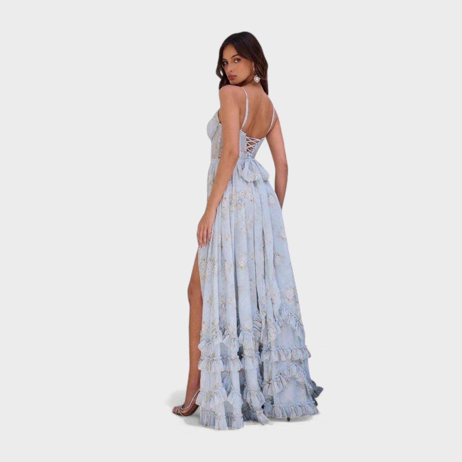 Florencia™ | Vestido largo bohemio con abertura y volantes.